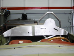 Aluminum tonneau with fairing, shown with removable roll bar hoop